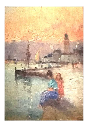 Marie Joseph Leon Clavel [1850-1923] French Impressionist Artist “sunset in Venice” Ca.1880
