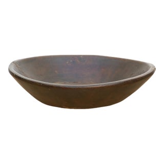 Large Patinated Brown French Dough Bowl For Sale