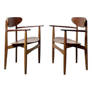 Rare Pair of Arne Hovmand-Olsen Armchairs Circa 1950s For Sale