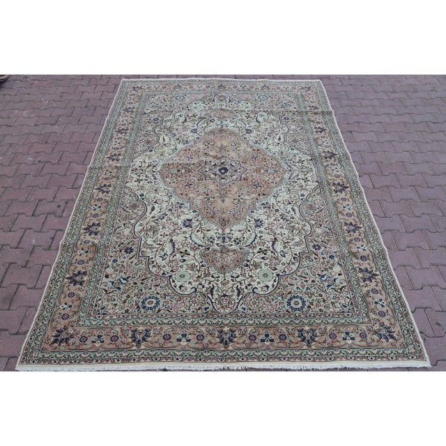 1950s Persian Large Luxury Beige Natural Wool Rug For Sale - Image 11 of 11