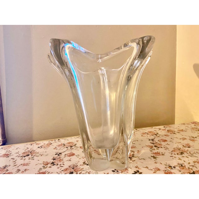 Daum Nancy Vintage Daum France Sculpturallarge Crystal Vase – Mid-Century Modern Organic Design For Sale - Image 4 of 5