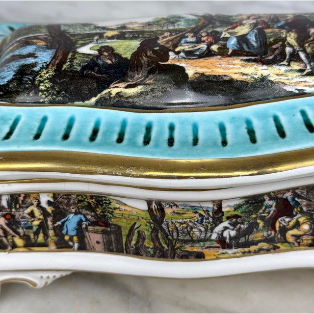 Vintage Capodimonte Italian Rococo Porcelain Jewelry Dresser Box W/ Lid For Sale - Image 12 of 13