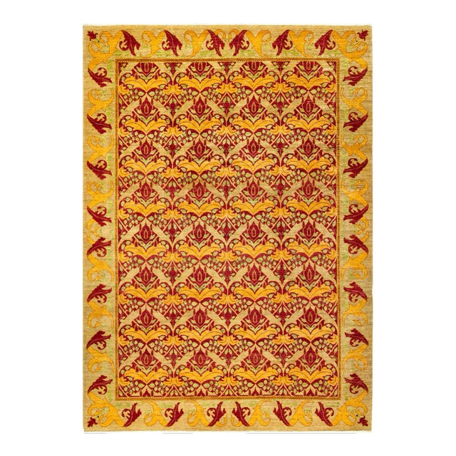 Arts & Crafts Hand Knotted Area Rug, Red - 9' 0" x 11' 10" For Sale