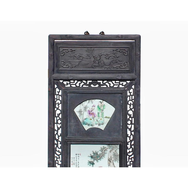 Vintage Rustic People Scenery Porcelain Painting Wall Panel For Sale - Image 4 of 9