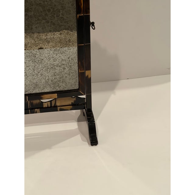 Vintage English Horn & Aged Mirror Dressing Tabletop Mirror For Sale - Image 17 of 17