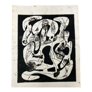 Mid Century Modern Original Abstract Lithograph Print