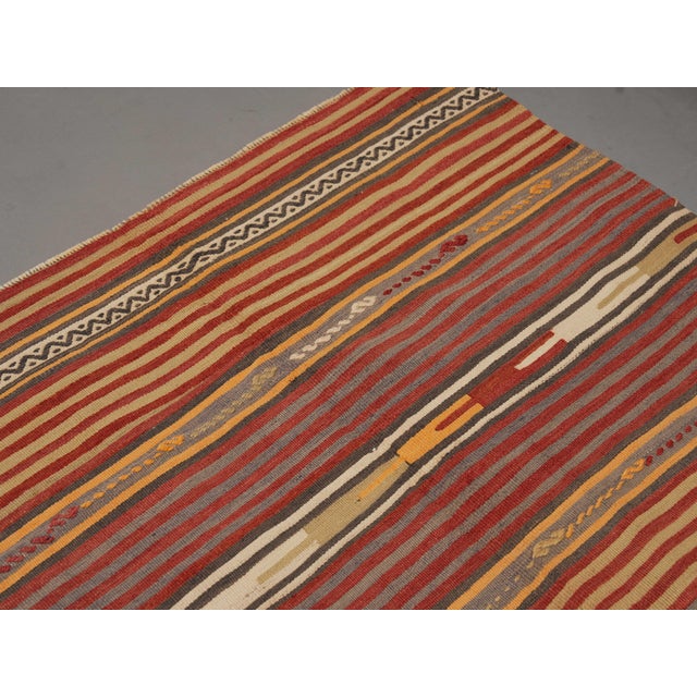 1970s Vintage Handmade Wool Cotton Red Terracotta Runner Rug For Sale - Image 9 of 11