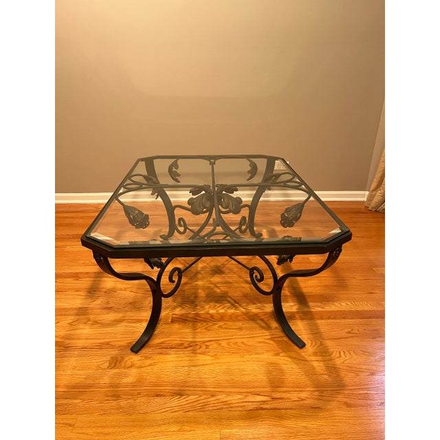Diego Giacometti Wrought Iron Glass Top Coffee/Cocktail Table For Sale - Image 4 of 11