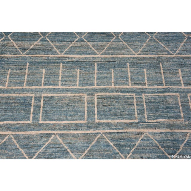 Modern Modern Geometric Light Sky blue Background Tribal Contemporary Area Rug For Sale - Image 3 of 7
