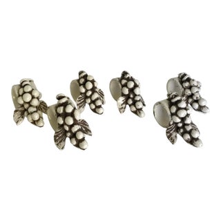 Vintage Pottery Grape Napkin Rings - Set of 6 For Sale