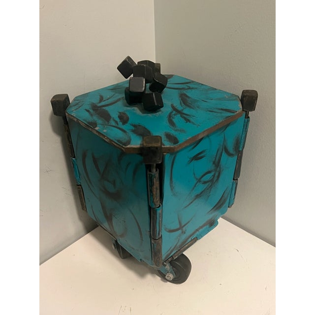 Jac R Ouellette (1961-), Steel Storage Box On Wheels, One Of A Kind Functional Art, Signed, Dated, 2002