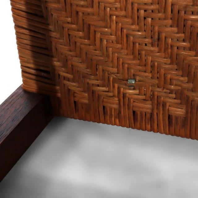 Brown Antique Stickley Arts & Crafts Mission Oak Splint Weave Footstool C1920 For Sale - Image 8 of 9