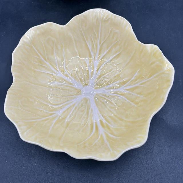 Celebrate the artistry of Portuguese majolica with this **Vintage Bordallo Pinheiro Yellow Cabbage Soup Bowls – Set of...