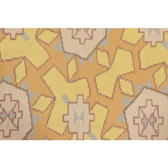 Rug & Kilim Vintage Bessarabian Kilim in Pink and Yellow Geometric Pattern For Sale - Image 4 of 7