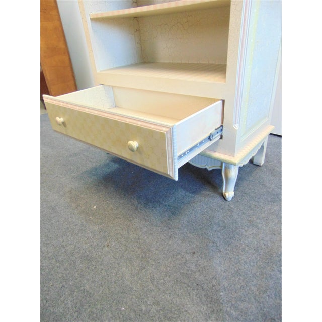 Cream Custom French Style Paint Decorated Bookshelf For Sale - Image 8 of 10
