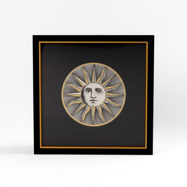1990s Vintage Fornasetti Sole VI Framed Etching For Sale - Image 5 of 6