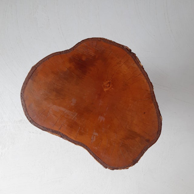 Rustic French Tripod Tree Trunk Stool or Side Table, 1970s For Sale - Image 3 of 5