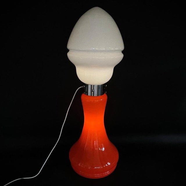 AVMazzega Orange Birillo Lipstick Floor Lamp in Glass and Chrome from A. V. Mazzega, 1960s For Sale - Image 4 of 9