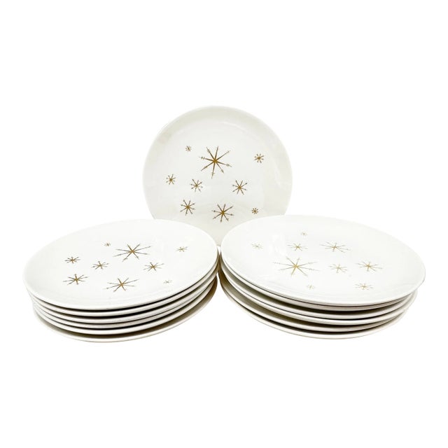 Vintage MCM Royal China “Star Glow” Dinner Plates-Set of 13 For Sale
