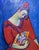 Oil Painting Girl in Red With a Fan Victor Konotopsky For Sale