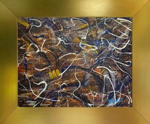 2025 "011-25" Abstract Expressionist Electric Blue & Yellow Painting by Mark Lewis