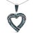 Contemporary .925 Sterling Silver 1.00 Cttw Baguette and Round Blue Diamond Open Heart Pendant Necklace For Sale - Image 3 of 4