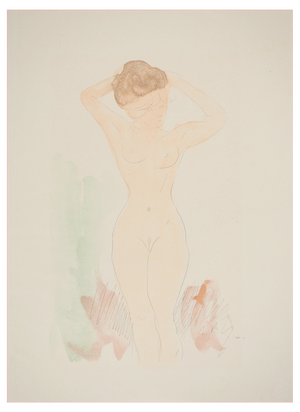 Auguste Rodin, Model Re-doing Her Hair, Lithograph and Stencil
