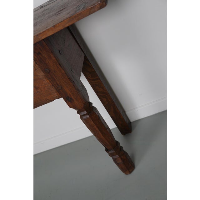 Large Dutch Rustic Colonial Farmhouse Teak Side Table For Sale - Image 10 of 16