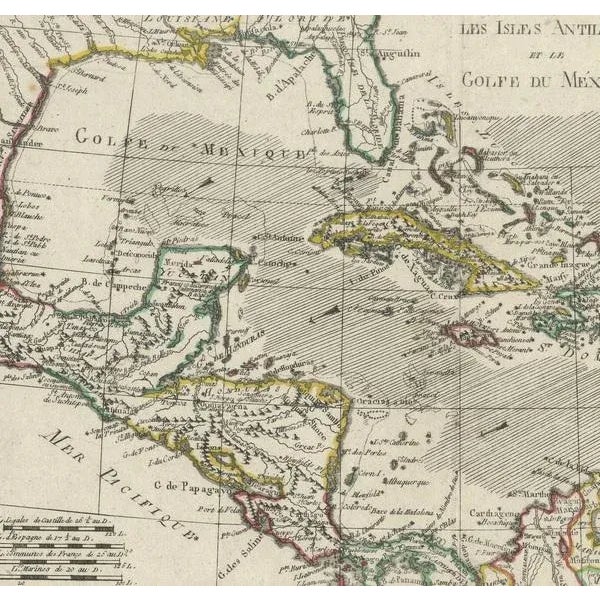 Engraving of the West Indies, Gulf of Mexico, Antilles, Caribbean, 1780s For Sale - Image 4 of 6
