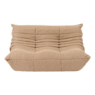 Ligne Roset Togo Loveseat in Dune Grey Fabric - Restored For Sale