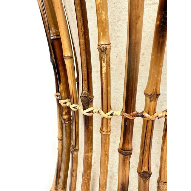 Italian Bamboo, Rattan and Cotton Floor Lamp in the style of Franco Albini, 1960s For Sale - Image 9 of 13