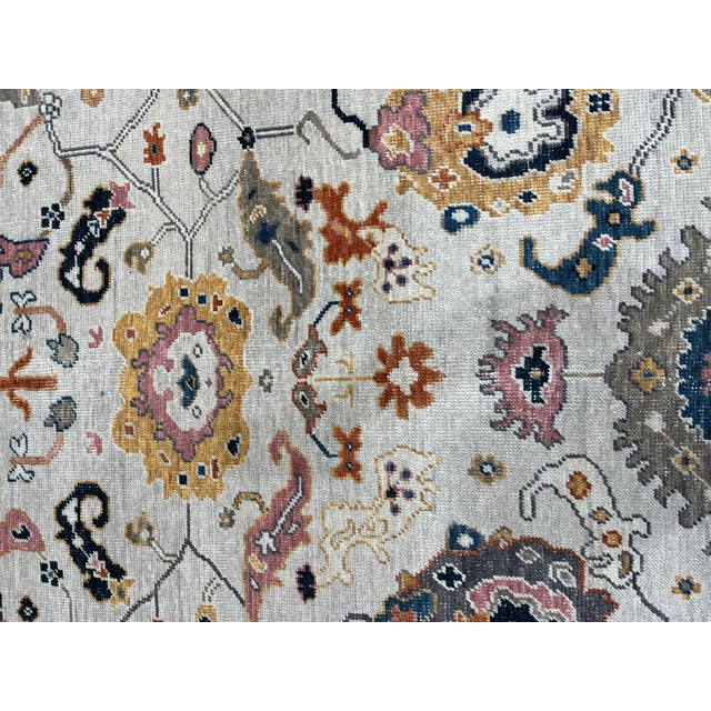 2020s 8x10 Luna Clara Beige Floral Traditional Hand Knotted Wool Carpet Rug For Sale - Image 5 of 6