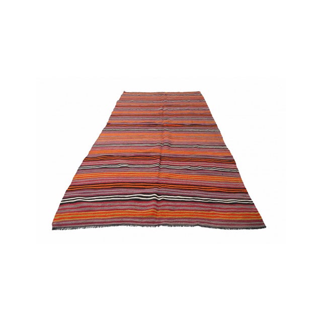 Mid-Century Modern Vintage Striped Turkish Kilim Rug - 5`4" X 13`7" For Sale - Image 3 of 6