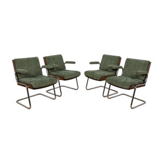 Chrome and Teak Chairs from Gordon Russell, United Knigdom, 1970s, Set of 4 For Sale