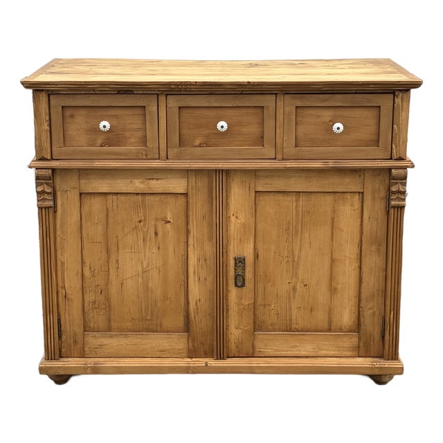 Pine Two Door Three Drawer Dresser Base For Sale