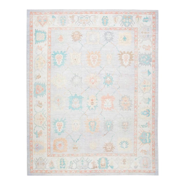 Early 21st Century Multicolor Handwoven Turkish Oushak Rug 12' X 15'4" For Sale