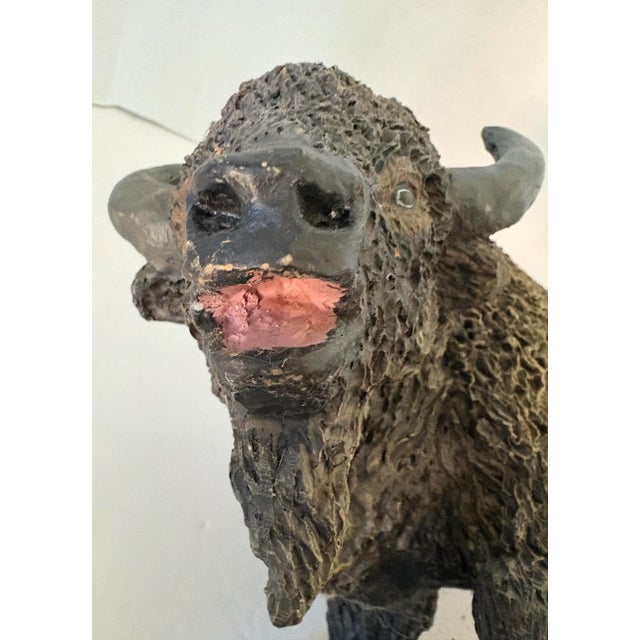 Late 20th Century Vintage Male Bison Tabletop Animal Sculpture For Sale - Image 5 of 9