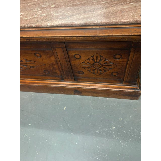 Antique Victorian Pier Hall Mirror Walnut Grand Size Mirror With Marble Top Bench For Sale - Image 4 of 10