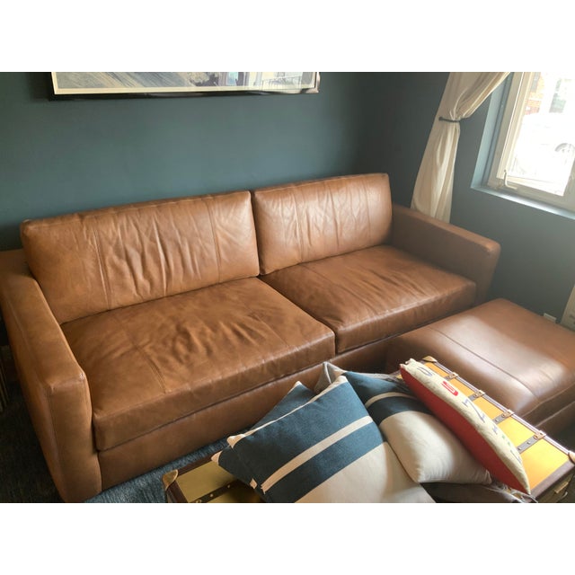 Arhaus Leather Sofa & Ottoman Chairish