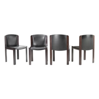 Chairs in Lacquered Wood and Skai by Joe Colombo for Pozzi, Italy, 1966, Set of 4 For Sale