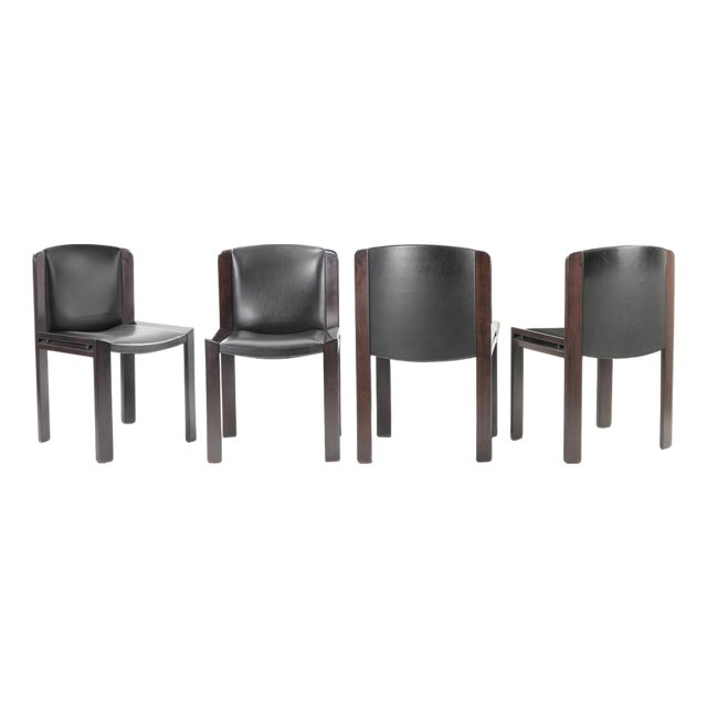 Chairs in Lacquered Wood and Skai by Joe Colombo for Pozzi, Italy, 1966, Set of 4 For Sale