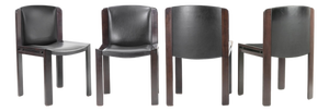 Chairs in Lacquered Wood and Skai by Joe Colombo for Pozzi, Italy, 1966, Set of 4