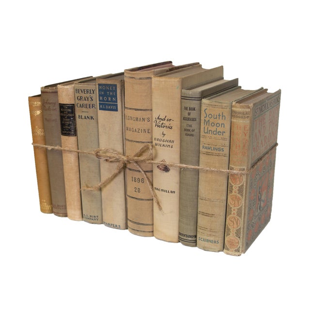 Transitional Decorative Books - Vintage Driftwood Book Bundle - 1 Foot of Tan Books For Sale - Image 3 of 3