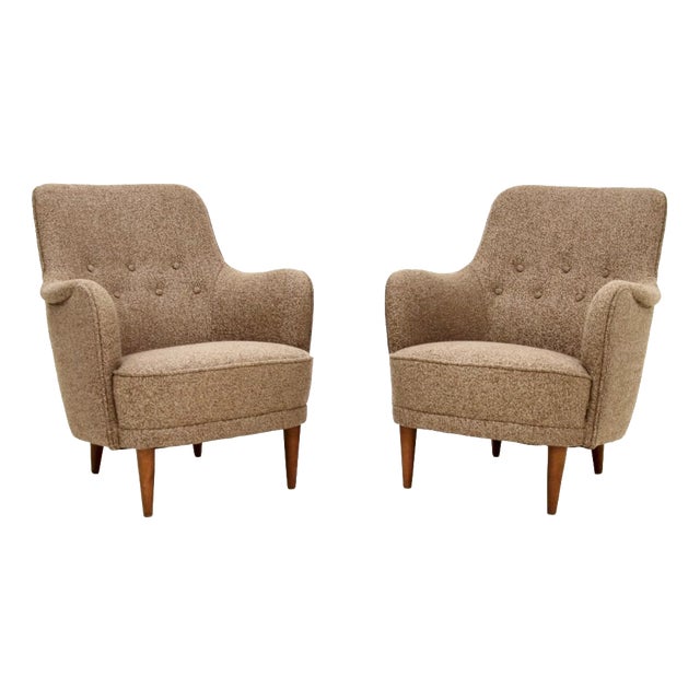Vintage Swedish Samsas Loynge Chairs attributed to Carl Malmsten, 1960, Set of 2 For Sale