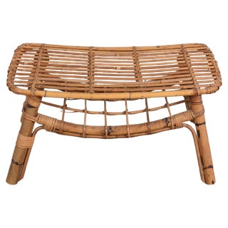Italian Bamboo Coffee Table with Magazine Rack For Sale