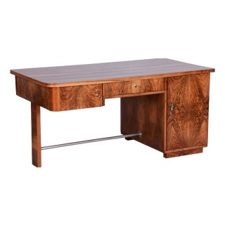 Art Deco Walnut Writing Desk from Up Závody, Czech, 1930s For Sale