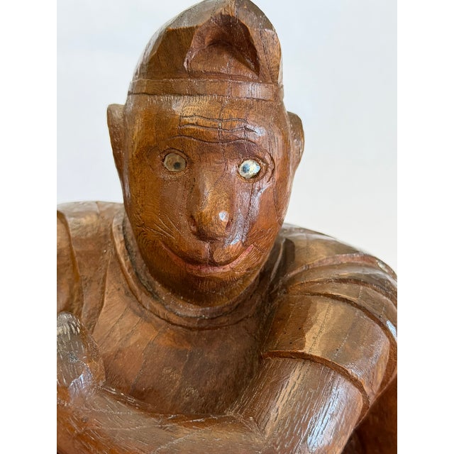 Brown Antique Wood Carving of a Monkey in a Monk's Robe For Sale - Image 8 of 15