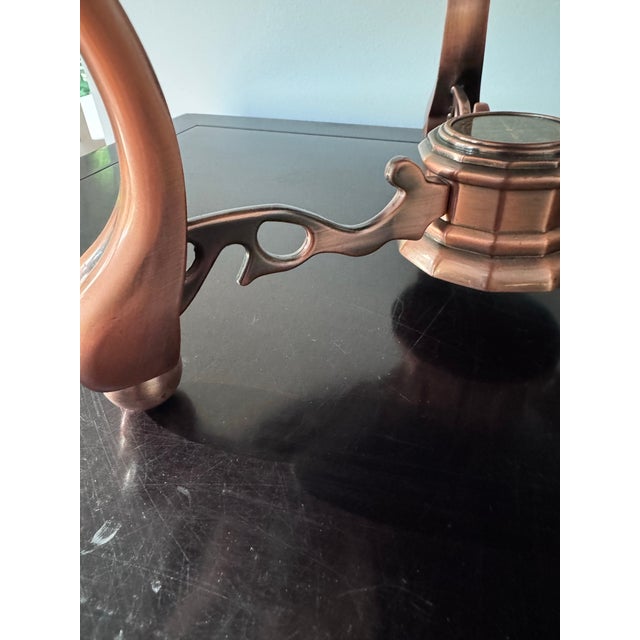 Gemstone World Globe on Copper Stand With Compass For Sale - Image 4 of 4