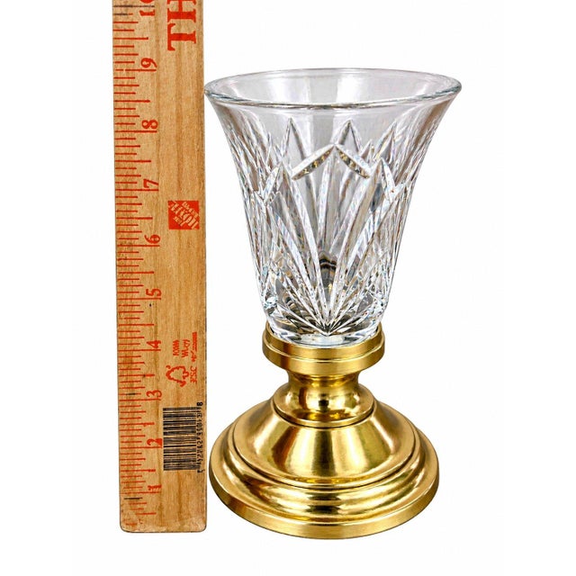 Vintage Cut Glass Portable Table Lamp Brass For Sale - Image 4 of 7
