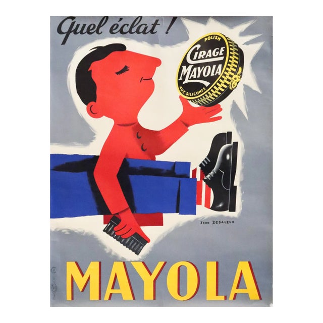 1950s French Advertising Poster - Cirage Mayola, Quel Éclat! (Shoe Polish) For Sale